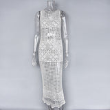 Beachside Beach Dress Bikini Cover Knitted Knitted Knitted Tuk-Tukt Vest Long Dress HZ1208