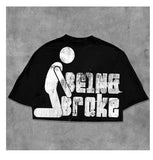 2025 Cool Boy New English Before And After Printing ëÃÞ Five-Sleeved T-Shirt Round Collar Top HZ1208