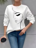 2025 Spring And Autumn New Women's Fashion Face Printed Round-Neck White Dress HZ1208