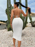 New Irregular Sexy Knitted Sweater Sling Vest Women Tight-Bag Ass Skirt Set HZ1208