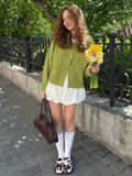 New Sen Knitted Cardigan Loaf Collar Sweater Woman Fresh Sweet Wind Relaxed Leisure Thin HZ1208