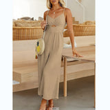 Straight Hair 2025 Spring New Women's Clothing Explosion Long Legs Thin Waist Bump Color Work Clothes Show Thin Jump Jump-Suited Jumpsuit Woman HZ1208