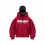 Street Trendy Pop Double Hat Design Hoodie Autumn And Winter New Men's And Women's Loose Y2K Jacket HZ1208
