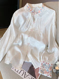 New Chinese Style Embroidered Collar Shirt Women's Spring 2025 Design Sense Of Improved Cheongsam Zen Dress Top HZ1208