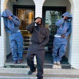 2172 Casual Simple Couple Fashion Hoodie Sweatshirt Solid Color Loose Sweater HZ1208