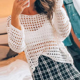 Summer Hollow Bikini Burqa New Hot White Knitted Loose Beach Blouse Sunscreen HZ1208