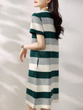 Crash Striped Dress 2025 Summer New Korean Version Of Casual Simple Dress Showing Skinny Skin Dress Women HZ1208