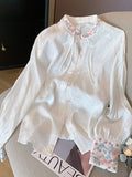 New Chinese Style Embroidered Collar Shirt Women's Spring 2025 Design Sense Of Improved Cheongsam Zen Dress Top HZ1208
