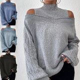 2025 Autumn Women's Knitted Shirt V-Neck Splicing Long-Sleeved Simple Knitted Sweater Simple Match HZ1208