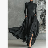 High-Quality Heavy Industry Withered Leaves Folded Half Skirt Spring And Autumn Gloss Irregular Stow Over The Knee And Ankle Skirt HZ1208