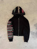 Y2K Street Retro Hoodie Loose Metal Decorative Zippered Sweater HZ1208