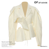 25 Early Spring Irregular Angolan Red Personality Cut Suit Jacket Blouse 1793 HZ1208