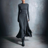 Women's Spring And Autumn Temperament Collar Waist Dress Thin Elegant Ladies Dress HZ1208