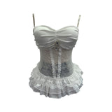 Purely Eager Heavy-Working Transduce Mesh Lace Spliced Ribbon Ribbon Strap Chest Pad Tector Blouse 2721 HZ1208