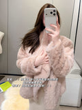 Big Collar Of Thousands Of Gold Sense High-End Wool Coat Thick Warm Coat Blouse Full Plush Autumn Winter New HZ1208