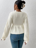 Loose V-Neck Drawstring With Lotus Leaf-Side Skirt Knitted Head Sweater HZ1208