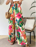 2025 Hot New Print Leisure Printing Wide Legs Fashion Beach Women's Pants HZ1208