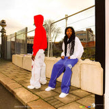 Men's Hip-Hop Letter-Print Sweatpants Trendy Street Loose-Fitting Broad Leg Trousers Drawstring Straight Trousers HZ1208