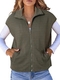 Spring And Autumn Explosion Women's Collar Zipper Vest Waffge Pocket Sweatshirt Sleeveless Coat Woman HZ1208