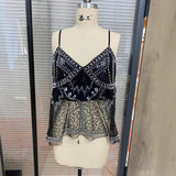 Women's New Sexy Butterfly Print Blouse V-Neckless Small Vest HZ1208