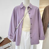 Lighthouse Velvet Solid-Colored Shirt Women's New Spring Retro Korean Version Of Loose And Loose Lazy Casual Blouse HZ1208