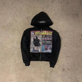 In VERSAILLES Black Zipper Hoodie Casual Zipper Jacket HZ1208