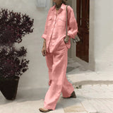 Autumn 2025 New Women's Long-Sleeved Shirt Loose Pants Two Sets HZ1208