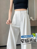 White Suit Pants Hanging Woman Summer Small High-Grade Ice Silk Impenetrable Narrow Version Of Casual Straight Pants HZ1208