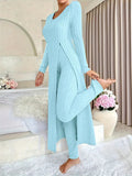 Temu Autumn And Winter Design With A Sense Of Round Neck Opening Fork Long Coat Trousers Casual Fashion Set HZ1208
