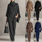 Temu Autumn And Winter Design With A Sense Of Round Neck Opening Fork Long Coat Trousers Casual Fashion Set HZ1208