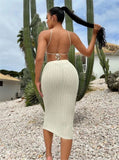 New Irregular Sexy Knitted Sweater Sling Vest Women Tight-Bag Ass Skirt Set HZ1208