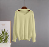 2025 Autumn And Winter Ultra-Soft V-Neck Imitation Marinish Sweater Female Lazy Style Loose Knitted Sweater HZ1208