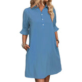 2025 Women's Summer New Wish Casual Loose Solid Color Dress HZ1208