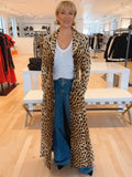 2025 Autumn And Winter New Hot Women's Suit Collar Leopard Print Jacket Casual Long Wind Coat HZ1208