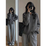 Sweater Woman Retro Hong Kong Flavor New Chic Korean Version Of The Collar Zipper Knitted Open Shirt Lazy Wind Loose Thick Coat HZ1208