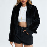 2025 Women's Winter Warm Imitation Kite Rabbit Wool Coat Plush Collar Imitation Fur Short Coat HZ1208