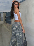 Design New Camouflage Straight-Tlens High-Waisted Trousers With Thin Sleek Casual Personality Hot Girl HZ1208