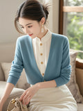 Lazy Small Fragrant Wind High-Level Fake Two Sweater Women New Autumn And Winter Unique Super-Looking Temperament Knitting Top HZ1208