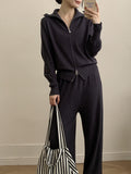 Autumn And Winter New Lazy Windy Open Shirt Sweater Set Women's Comfortable Top + Pants Knitted Two Sets HZ1208