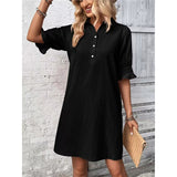 2025 Women's Summer New Wish Casual Loose Solid Color Dress HZ1208
