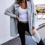 Hooded Cardigan Women's Sweater In Front Of The Knitted Coat Long-Sleeved Commute Wind HZ1208
