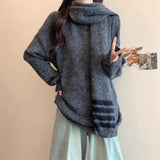 Soft Glutinous Casual Round-Neck Love Buckle Sweater Coat Women's New Loose College Style Knitted Sweater Tops In Autumn HZ1208