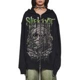 Trend-Print Embroidered Hoodie Hoodie Female Dark Letter Heavy Metal Style To Make Old Texture Zipper Coat HZ1208