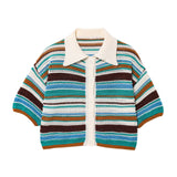 New ¹³±à POLO T-Shirt Blouse Striped Crochet Shorts Set For Spring HZ1208