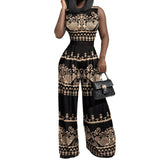 Women's Clothing In The Spring Of 2025 New Fashion Hot Casual Trousers Dress Print Sleeveless Jumpsuit HZ1208