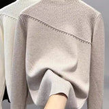 One-Piece Sweater Bottomed Women Set Warm 2025 Autumn And Winter New Plus Velvet Half-High Collar Temperament Top HZ1208