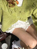 New Sen Knitted Cardigan Loaf Collar Sweater Woman Fresh Sweet Wind Relaxed Leisure Thin HZ1208