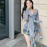 2025 Autumn And Winter New Temperament Design Tie Dye Knot Drift Shirt Pure Lusty Leaves Side Wearing Female HZ1208
