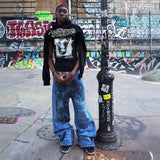 Gothic Hung Punk Hoodie Splicing Hoodie Casual Commuter Top HZ1208