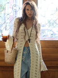 Single Attitude Babes Personality Style Long Design Knitted Cardigan Women's Hollow Hook Flower Solid Color High Sense HZ1208